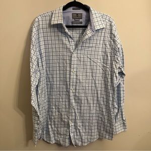 Men’s blue plaid black brown 1826 dress shirt